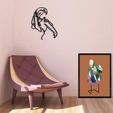 Minimalist Abstract Women Metal Wall Art Decor Wall Hanging For Bathroom