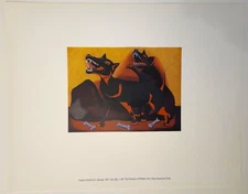 Vintage Print Lithograph Animals by Rufino Tamayo Mounted Matted MOMA NGA Wash