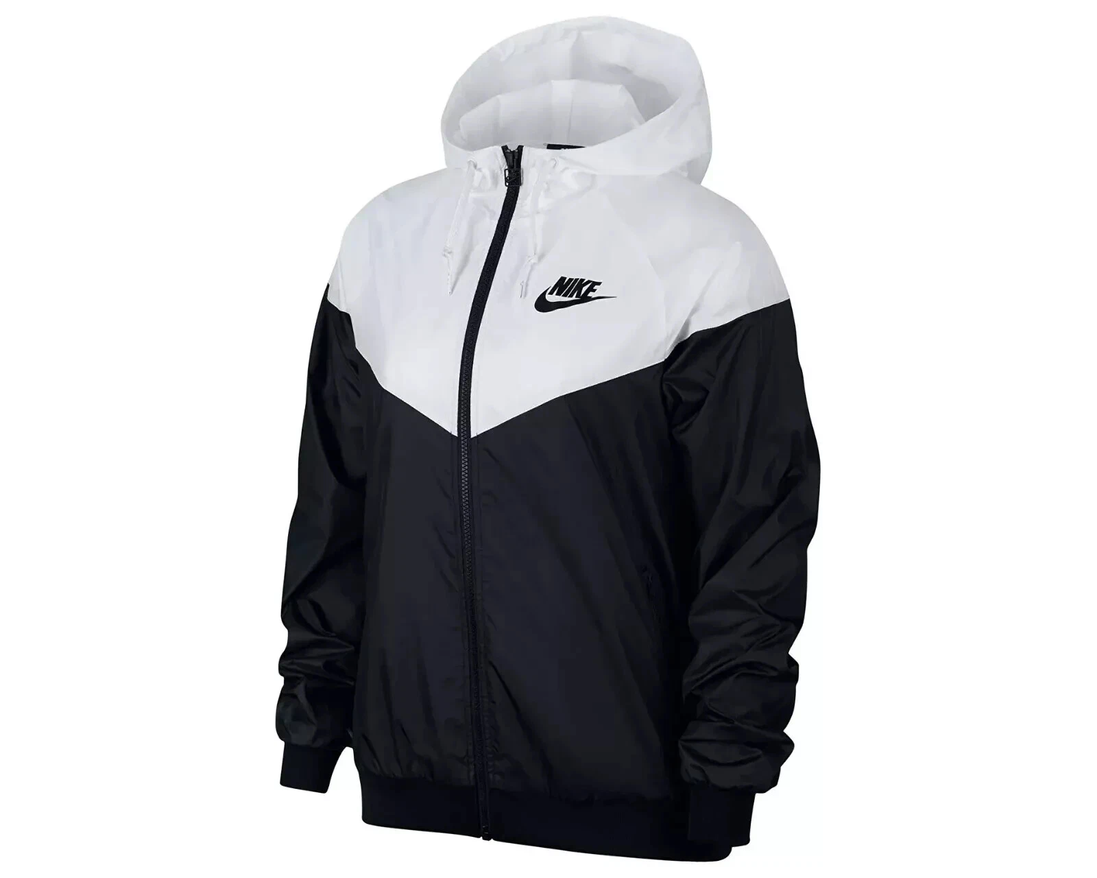 Nike Women's Sportswear Windrunner Black/White Hooded Jacket AR3092-010 SMALL