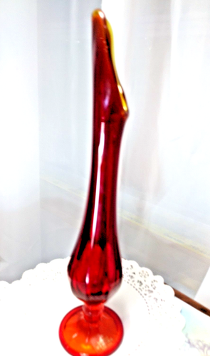 Vaso oscillante rosso rubino vichingo bordo e base amberina arancione cadmio con adesivo 11,5'' - Foto 3 di 10