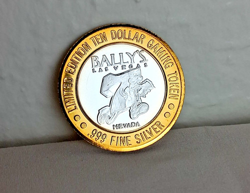Bally’s Hotel Vegas $10 Silver Strike Token .999 Fine Silver Casino Gaming Coin
