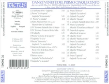 CONSORT VENETO DANZE VENETE DEL PRIMO CINQUECENTO NEW CD
