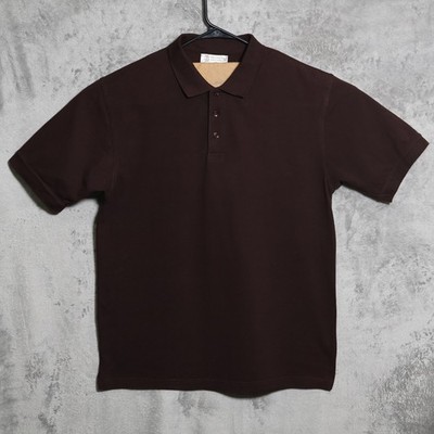 Brunello Cucinelli Polo Shirt Mens Medium Brown Short Sleeve Pique Preppy Italy