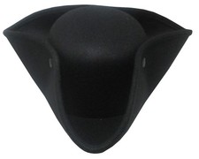 Youth Child Boys Black Colonial Pirate Tricorn Tri-Corner Buccaneer Costume Hat