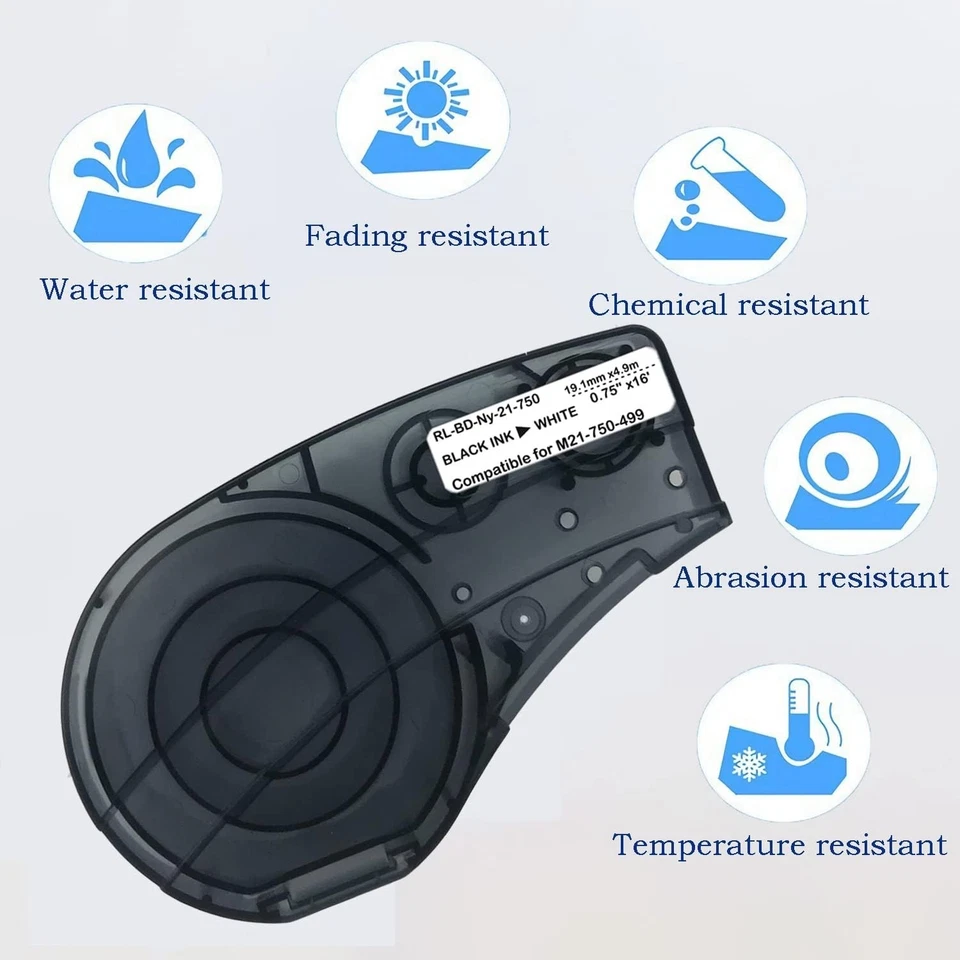 Cinta de etiquetas de nailon de 16 pies para impresora M210 M211 - Paquete de 4 Foto 4 de 4