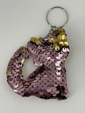 Sensory Pink Gold CAT Fidget Sequin Keychain Keyring Fob