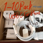 For iPhone11 12 13 14 15 16 17 USB C 40W Fast Charging Block PD Type C Cable Lot