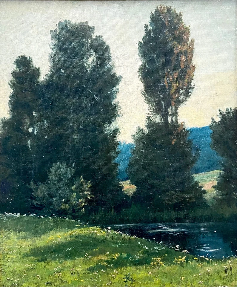 Impressionismus Ölgemälde Landschaft von Max G. Rossmann 1861-1926 Rahmen - Bild 2 von 4
