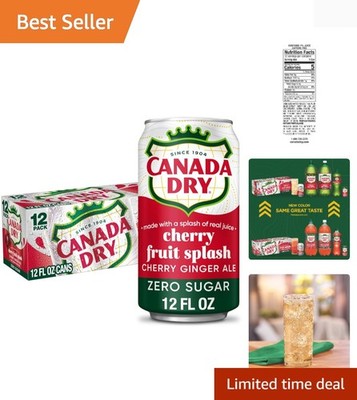 Zero Sugar Cherry Gingerale Fruit Splash 12oz, Pack of 12