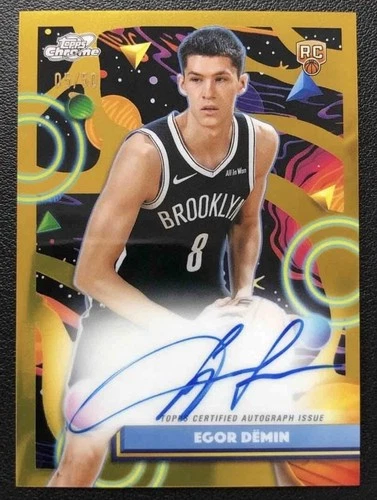2025-26 Topps Chrome Cosmic On Card Auto Egor Demin RC Gold Interstellar /50