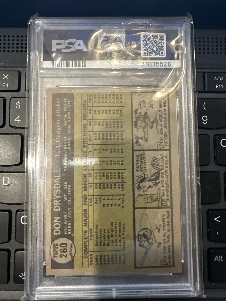 1961 Topps - Don Drysdale #260 Foto 2 de 2