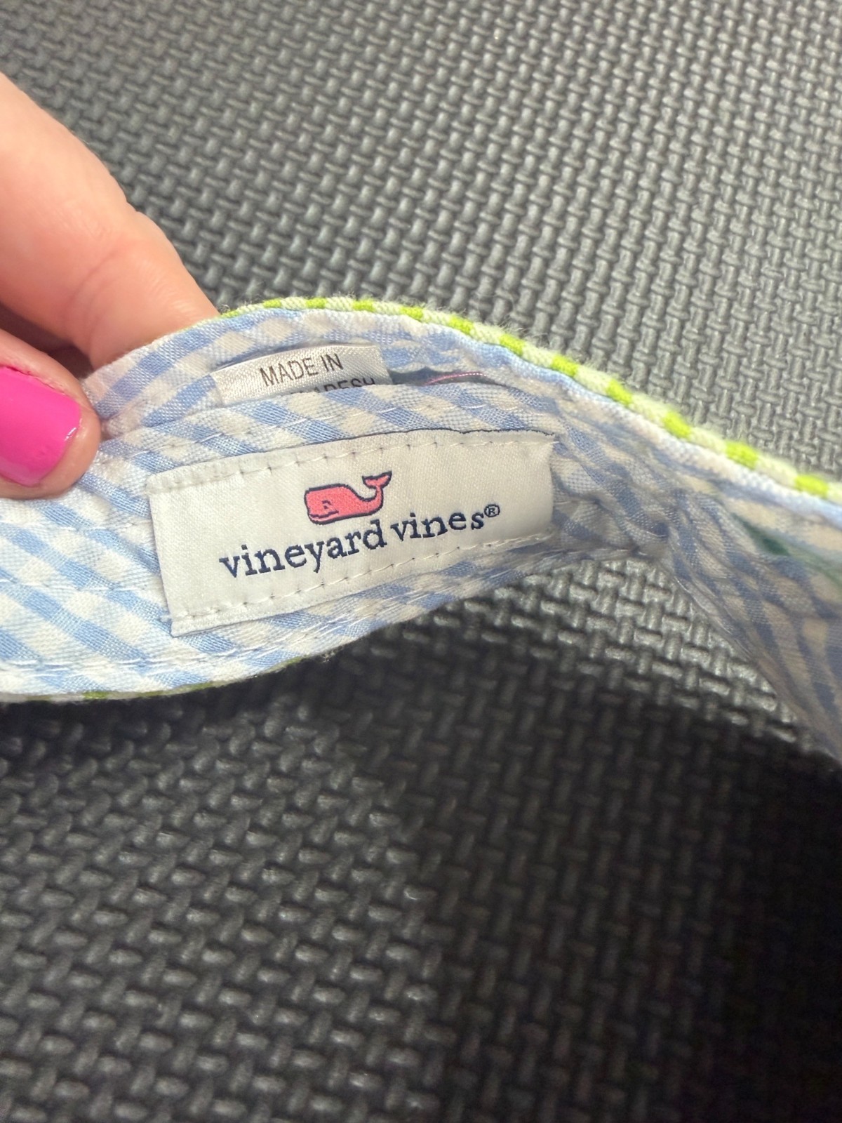 Vineyard Vines Gingham Adjustable Visor Cap Green… - image 3