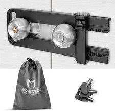 Double Door Locking Device, French Lock Security Barricade, Keyed Black