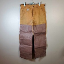 VTG Canvas Khaki Brush Pants Scovill Field Tan L Hunting DOG patch 34