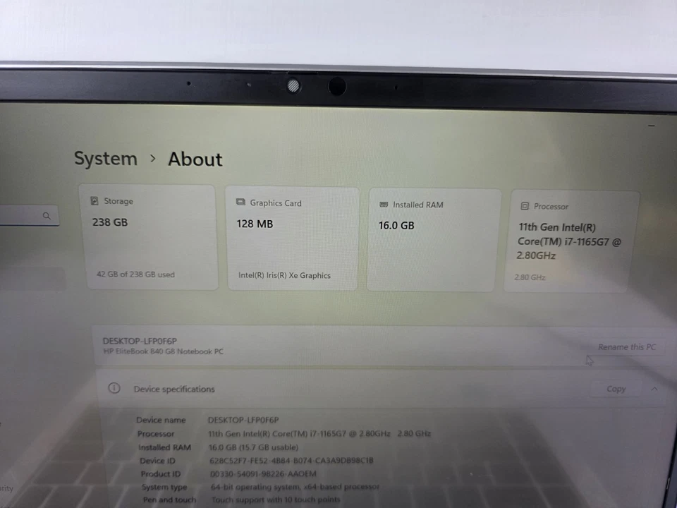 HP EliteBook 840 G8 14" 16GB RAM 256GB Core i7-1165G7 2.8GHz Windows 11 Plateado Foto 2 de 4