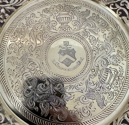 #3 ENGLISH GEORGIAN GILT STERLING 9 1/2" PIERCED DESSERT PLATE MADE LONDON 1819 - Picture 2 of 10
