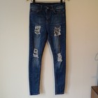 Streetwear Sinners Attire Mens 30/S Blue Distressed Slim Fit Ripped Jeans