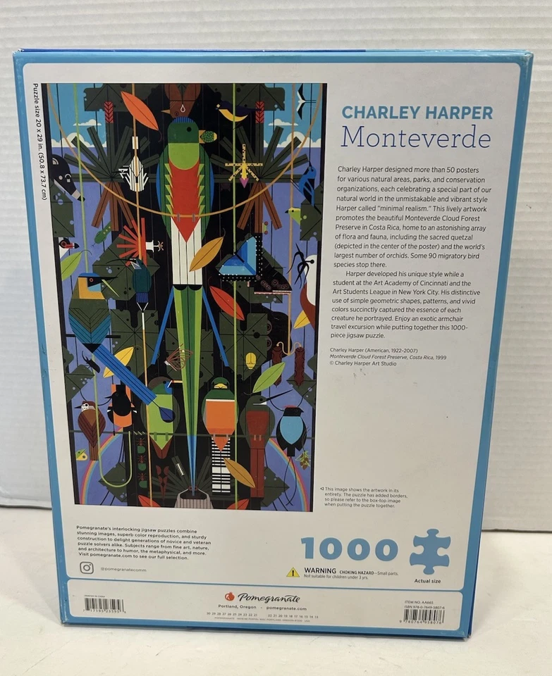 Lote de 4 Rompecabezas Charley Harper 1000 Piezas Arte Granada Aves y Peces Foto 3 de 4