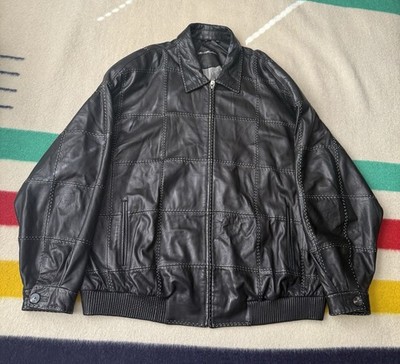 Vintage 90s Pelle Pelle Marc Buchanan Leather Jacket Contrast Stitching 56 3X