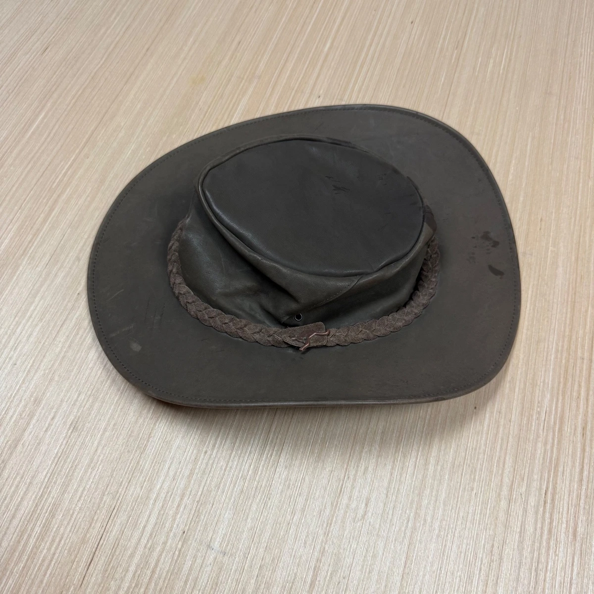 Kakadu Australia | Leather Black Hat with Braided Band Accent Size Large Dundee Leather Hat – Kakadu Traders US main image 3