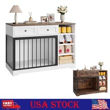 47" Large Dog Crate Indoor Dog Kennel w/ 2 Drawers 4 Shelves Dog Crate Furniture