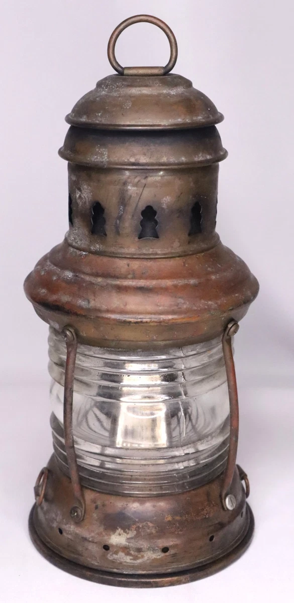 Metal & Glass Primary Antique Original Antique Maritime Lamps