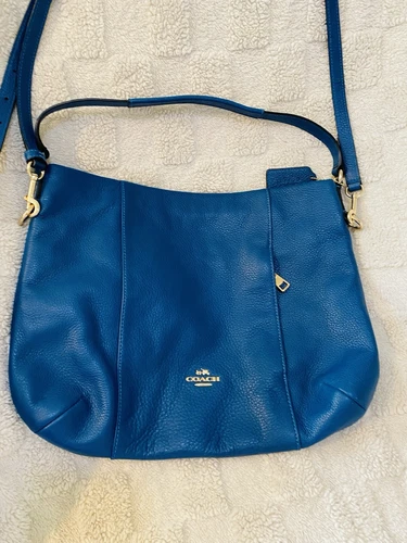 Borsa a tracolla Coach F35809 in pelle blu E W Isabelle 2 vie nuova