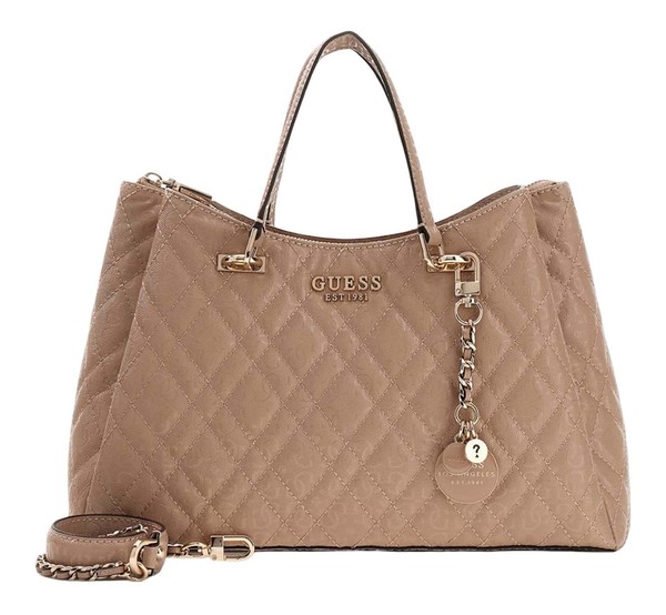 Guess Isemay Girlfriend Shoulder Satchel Handtasche Tasche Pale Mocha Taupe Neu-image