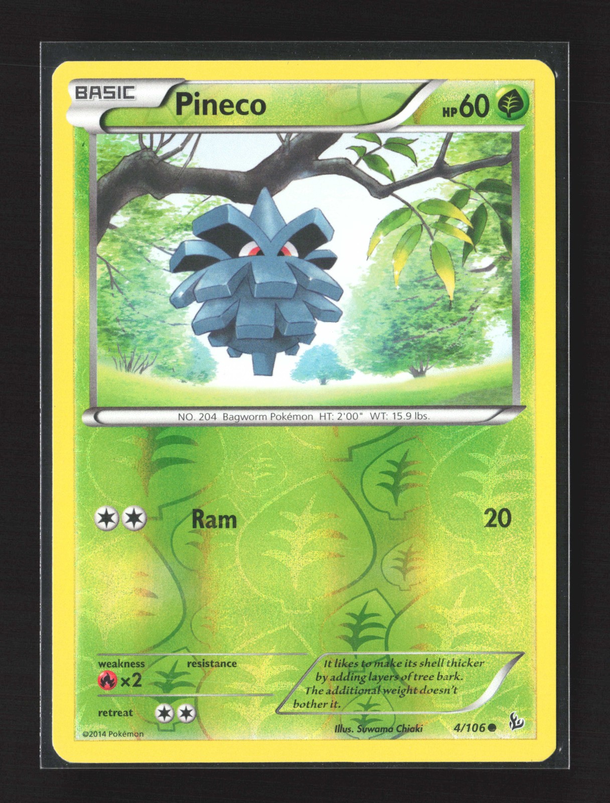Pokemon XY - Flashfire #4/106 Common, Reverse Holo Pineco