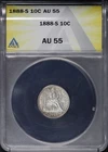 1888-S Seated Liberty Dime ANACS AU-55 - Scarce In High Grades!