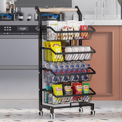 #ad #ad 4 Tier Small Rolling Storage Kitchen Cart Multi Purpose Utility Organizer Adjust $35.99