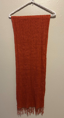 Shawl/Wrap/Scarf~Rectangle, 68''x14'', Color Rust, 3'' Fringe, Good Condition.