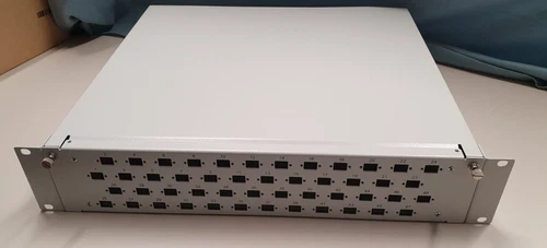 Glasfaser Spleißbox Patchpanel 48 LC Duplex, ausziehbar, 2HE , grau