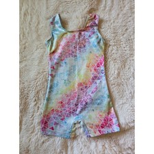 Rainbow Mosaic Dance Gymnastics Biketard Leotard size 110, 5years