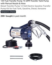 12V Fuel Transfer Pump 15 GPM Transfer Tank Pump with Manual Nozzle  Hose OpnBx