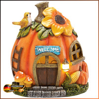 Herbstdeko KüRbis Pilz Feenhaus Mit Solarleuchte 20Cm Garten Deko