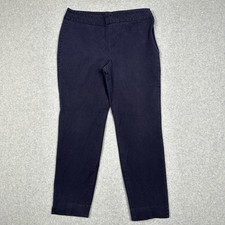 TALBOTS Pants Women 10 Navy Blue Chatham Ankle Flat Front Business Casual