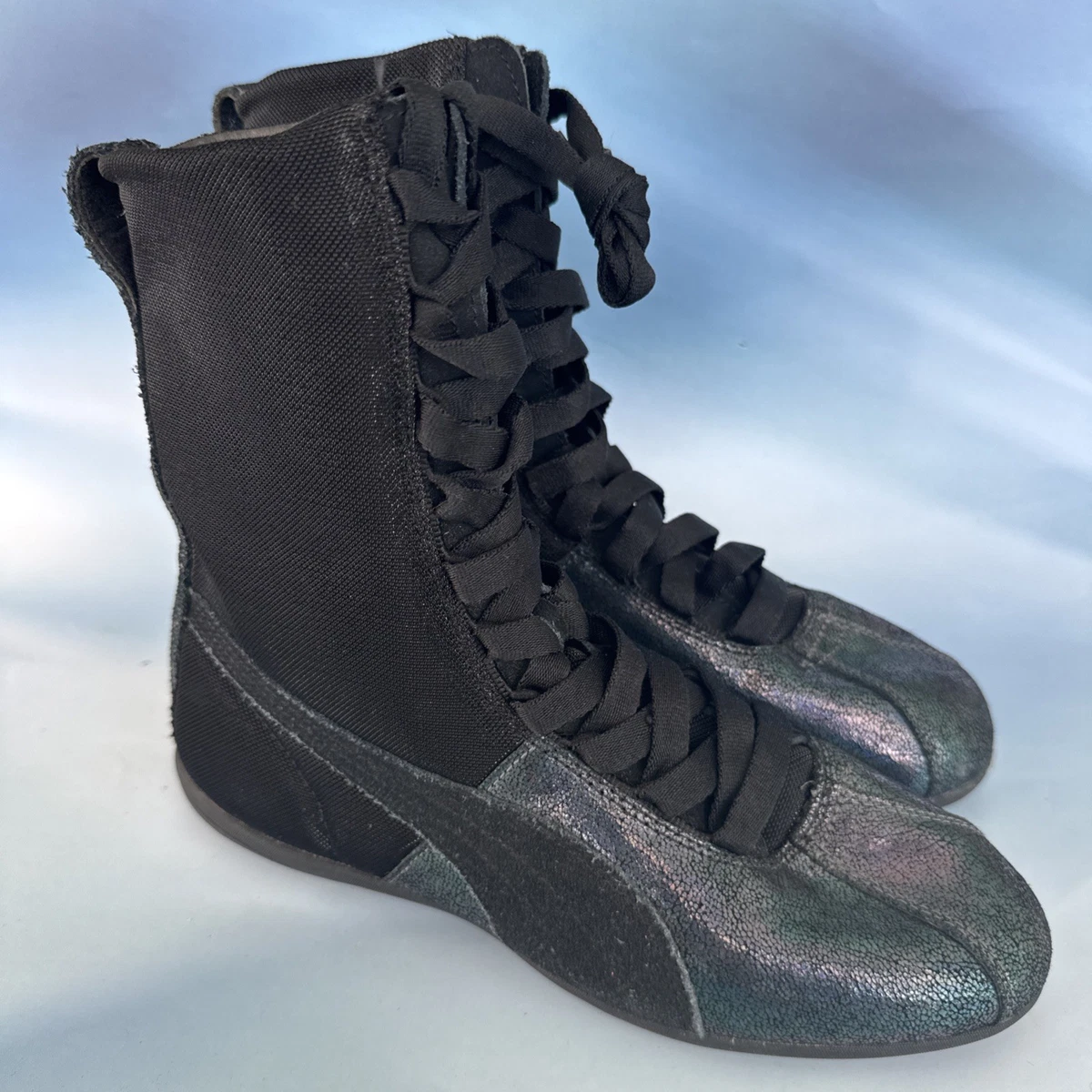 Puma Eskiva archive black shiny leather boxing boots / US 7 | eBay