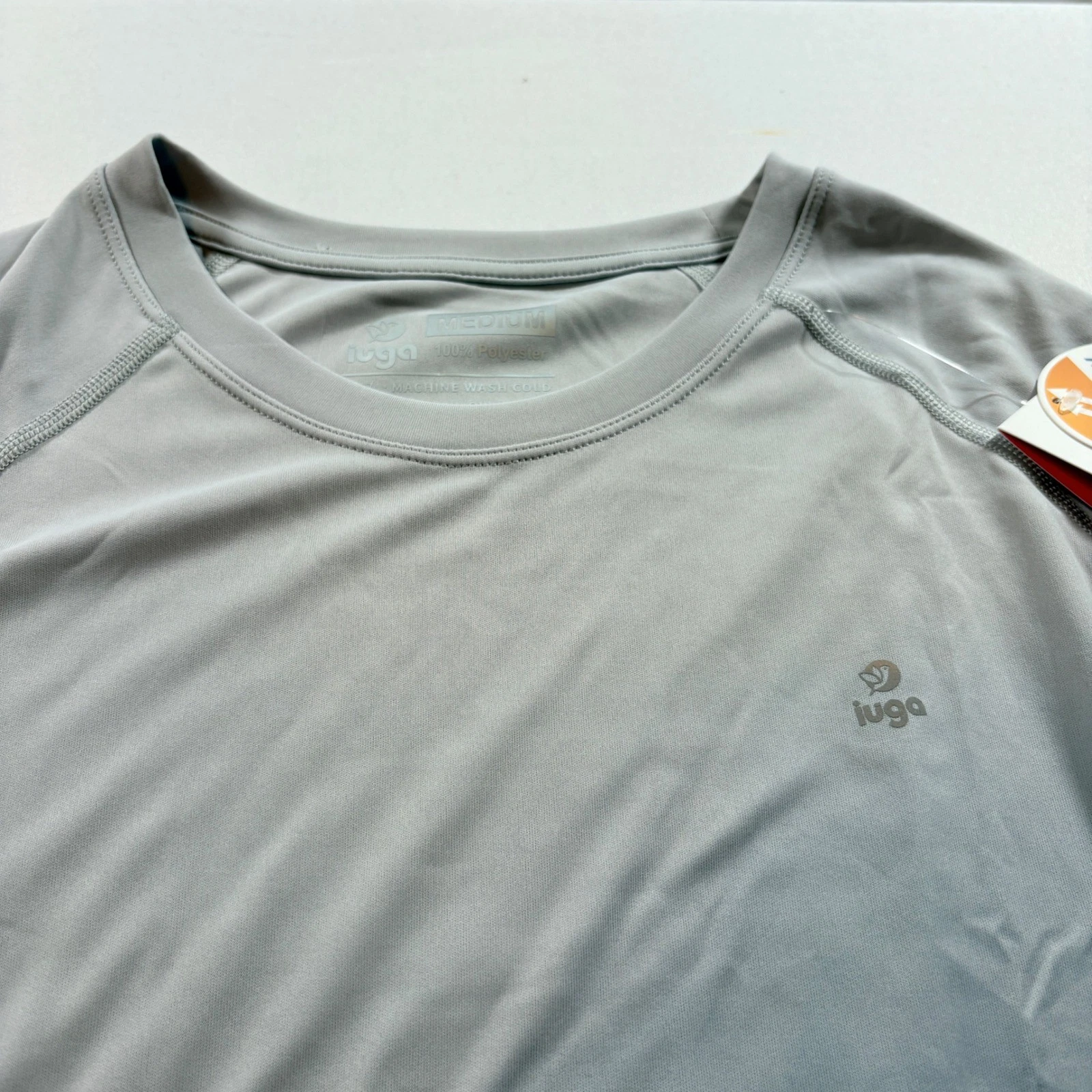 IUGA Long Sleeve Sun Protection Shirt Mens Medium Gray UV Performance Hiking Tee