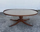 Antique Mersman Duncan Phyfe Oval Coffee Table 7376 Glass Top Regency Federal