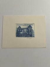 Small Signed Etching of a house Unmounted Original Artwork By Turpin