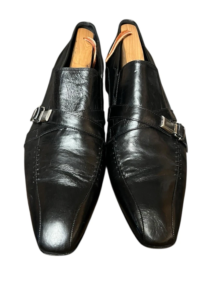 Bacco Bucci Men’s Black Leather Dressy Shoes Loafer Buckle Size 11.5 Made Italy - Image 4 of 4