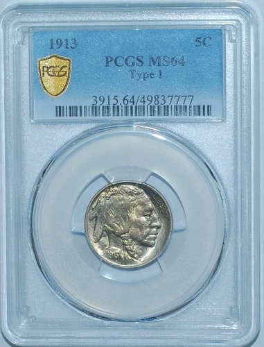 1913 PCGS MS64 T1 Type 1 Buffalo Nickel