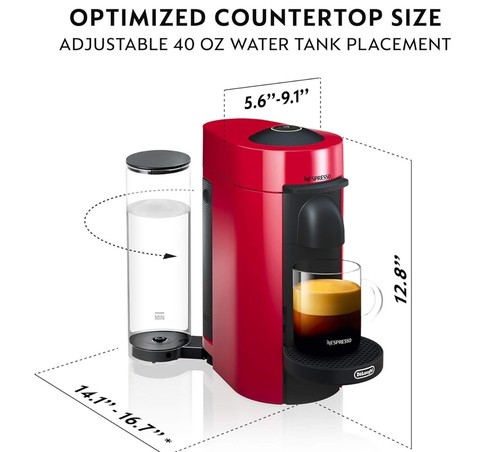 Nespresso VertuoPlus Coffee & Espresso Machine Gby De'Longhi | Cherry Red - Picture 3 of 15