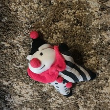 Pansy Ellen Clown Baby Rattle 6 Plush 1991 Black White Stripes Polka Dots