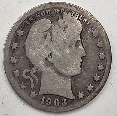 《Silver》1903-S USA BARBER QUARTER -- .1808 OZ of SILVER!!!