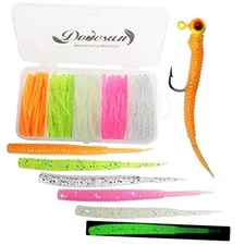  Crappie Lures Kit, Fishing Soft Plastic Lures Crappie Fishing Worms-100Pcs