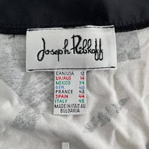 Joseph Ribkoff Shift Dress Womens Size 12 Black White Print Zip Front Bubble Hem - Picture 3 of 11