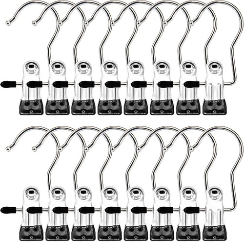 16 Pack Boot Hangers Clips Laundry Hooks Hanging Clips Clothes Pins Closet Hang - Picture 2 of 8