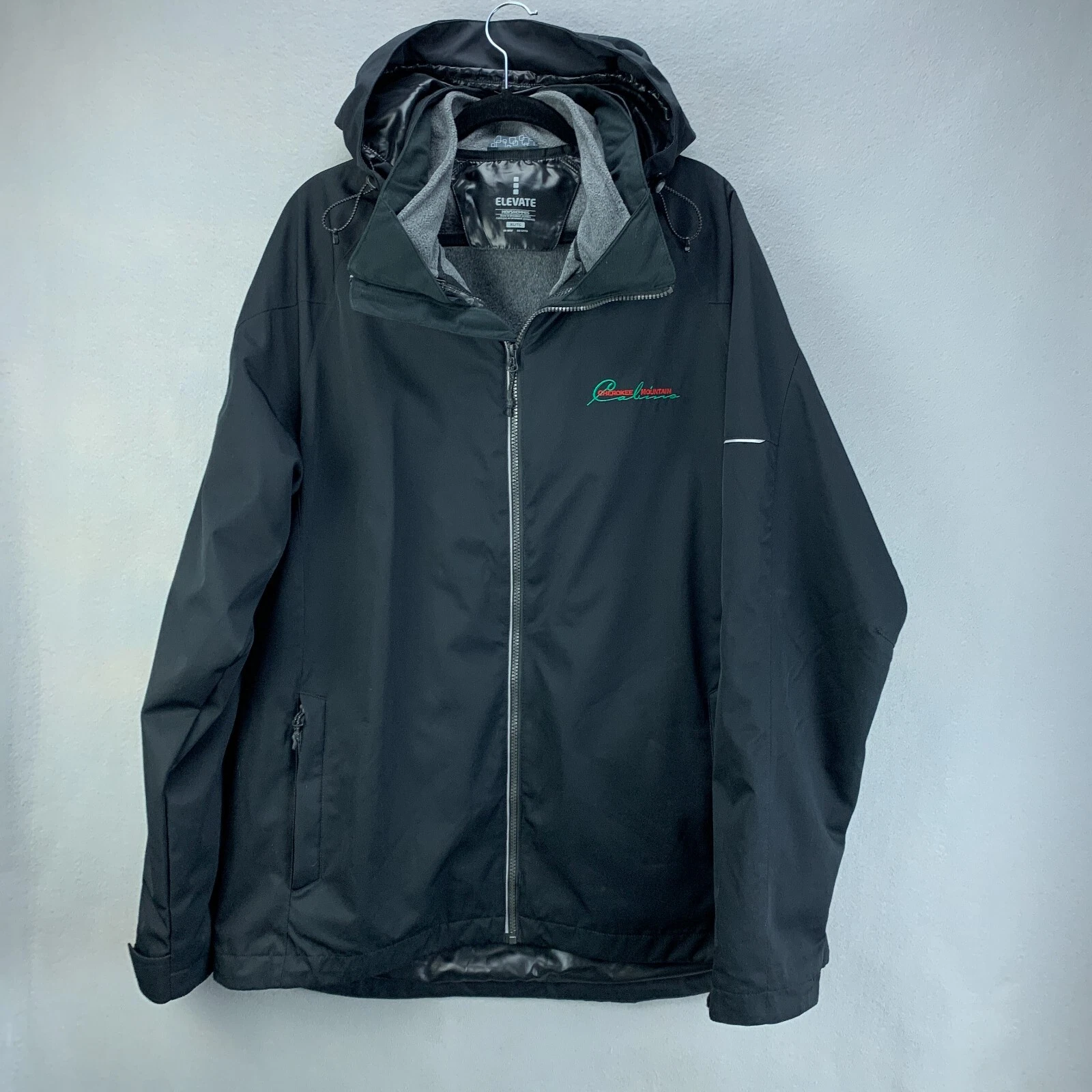 Elevate Jacket Mens Extra Large Black 3-in-1 Full Zip Hooded Waterproof